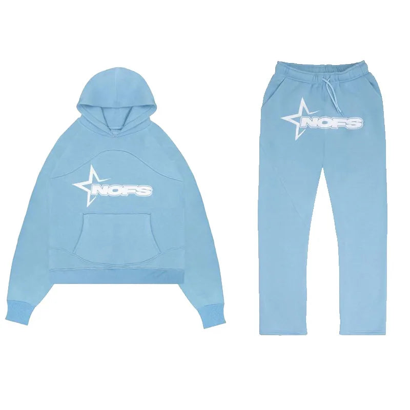 HOT NOFS Print Hoodie and Sweatpants Set – Trendy Brand Streetwear for Men and Women - Premium hoodie set from Lizard Vigilante - Just $58.88! Shop now at Lizard Vigilante