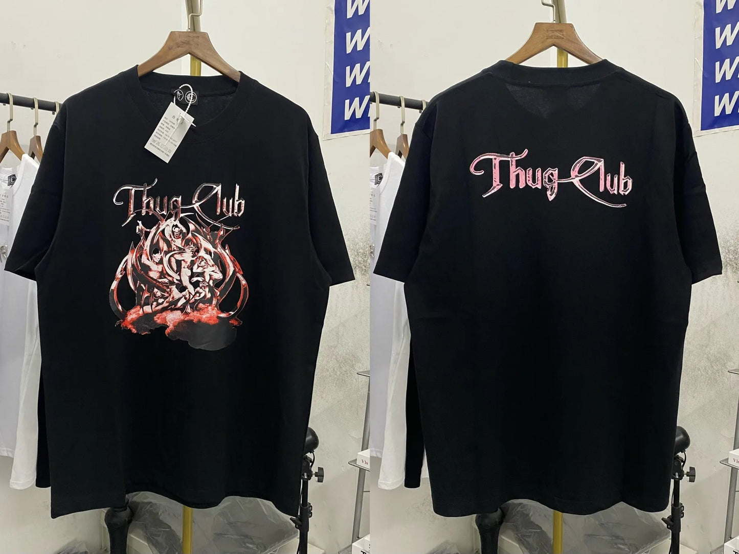 Black Metal Logo Thug Club T-Shirts Cut Stitch Round Neck 100%cotton Short Sleeve Tops Hiphop Street Cleanfit Men Women T-shirts - Premium t-shirt from Lizard Vigilante - Just $28.99! Shop now at Lizard Vigilante