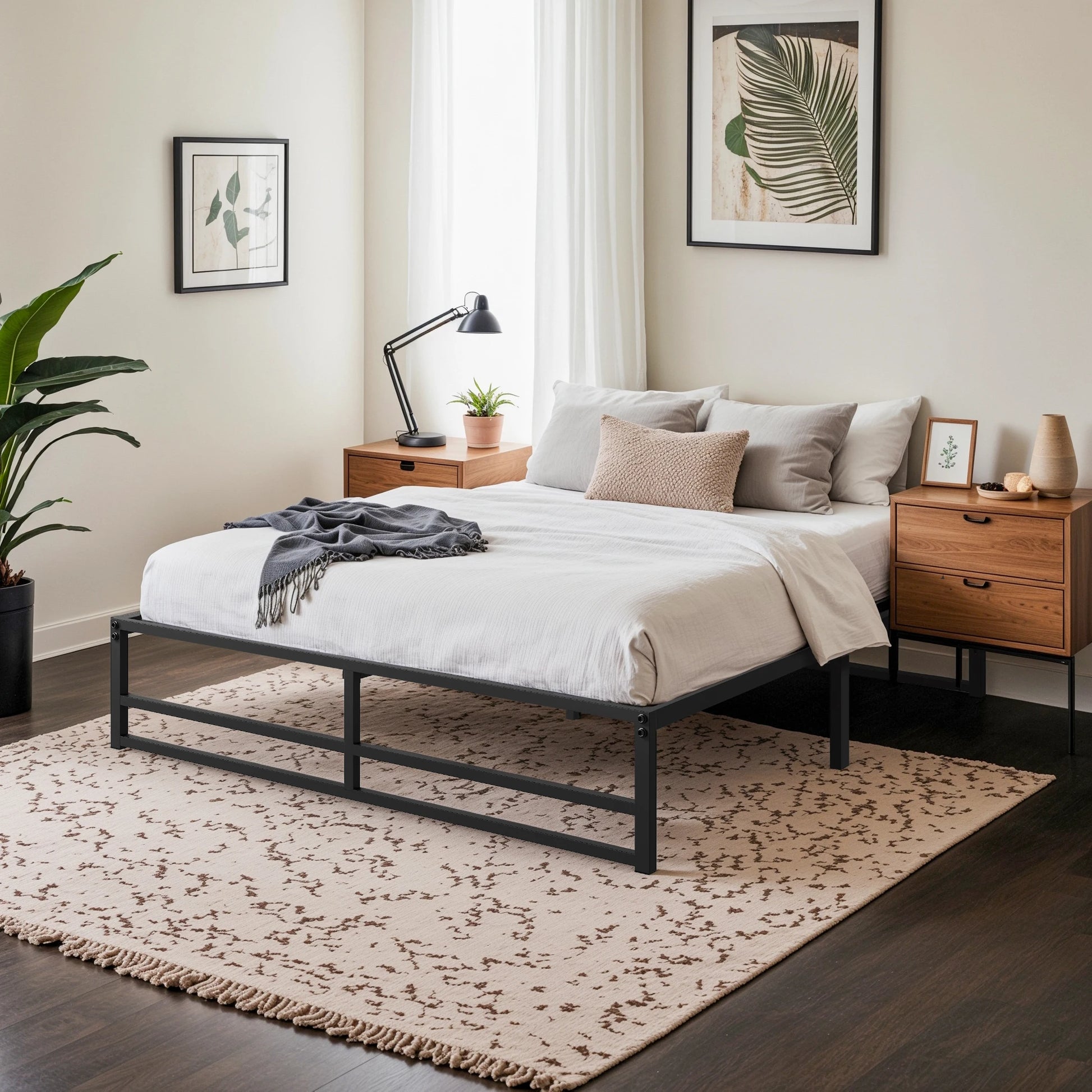 HOOMIC Sturdy Metal Bed Frame with Reinforced Structure – Noise-Free Mattress Foundation, Headboard Compatible, No Box Spring Required - Premium bed frame from Lizard Vigilante - Just $103.99! Shop now at Lizard Vigilante