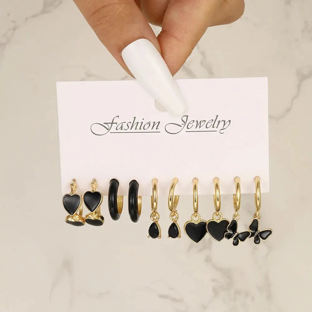 11-Piece Black Leaf Earrings Set – Elegant Stud Earrings for Weddings, Holidays, and Everyday Chic - Premium earrings from Lizard Vigilante - Just $21.08! Shop now at Lizard Vigilante