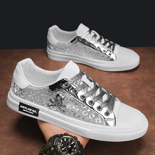 Tinsel Skulls Shoes for Men Casual Shoes Street Flats Skateboard Shoes Fashion Trend Sneakers - Premium shoes from Lizard Vigilante - Just $39.99! Shop now at Lizard Vigilante