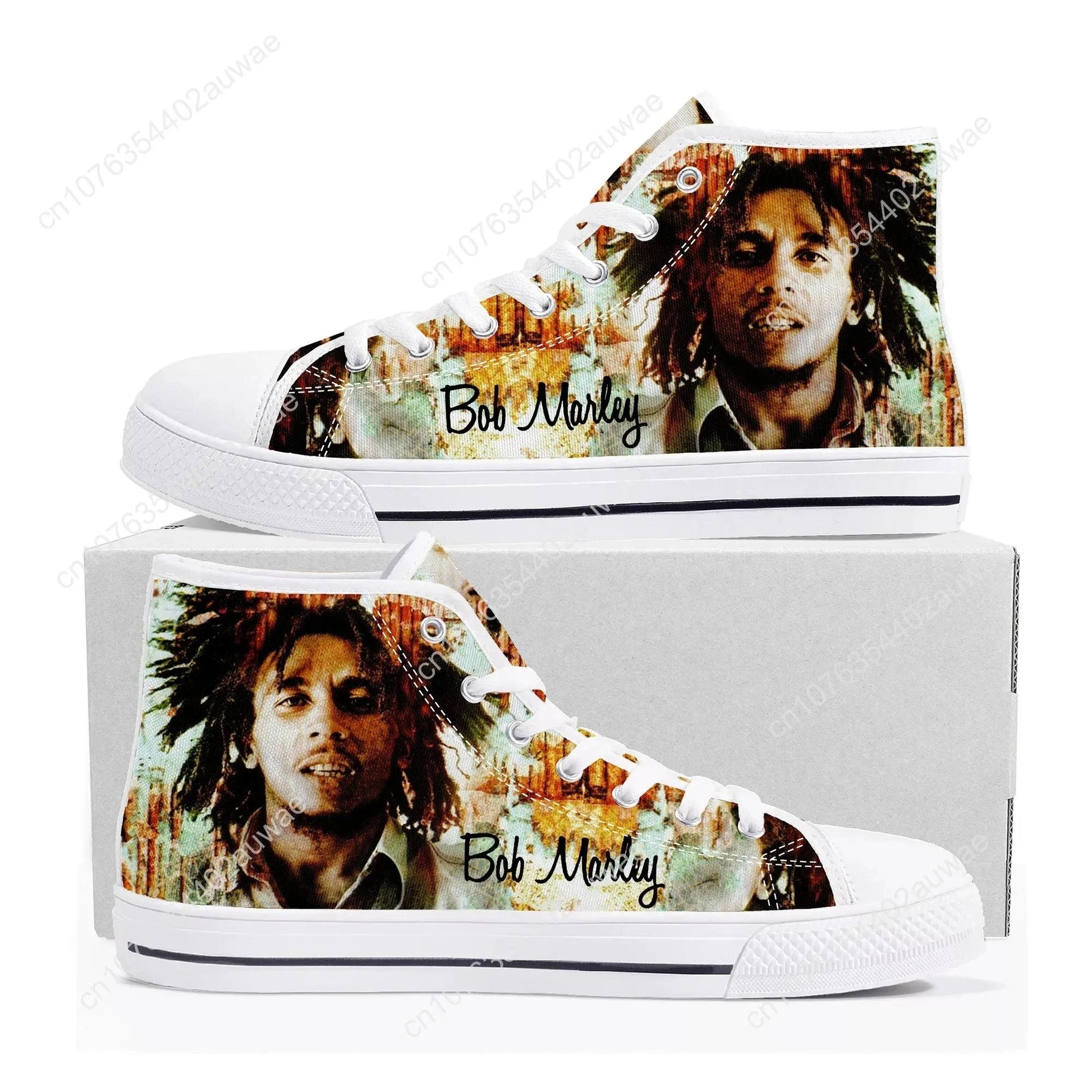 Bob Marley Reggae Rasta Print Casual High Top Shoes for Men and Women - Premium high top shoes from Lizard Vigilante - Just $44.44! Shop now at Lizard Vigilante