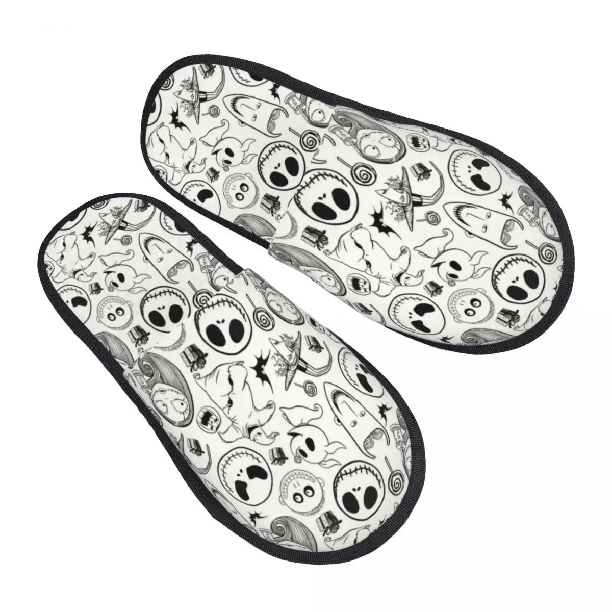 Jack Skellington Memory Foam Slippers – Warm & Fluffy Indoor/Outdoor Halloween Nightmare Shoes - Premium slippers from Lizard Vigilante - Just $23.88! Shop now at Lizard Vigilante