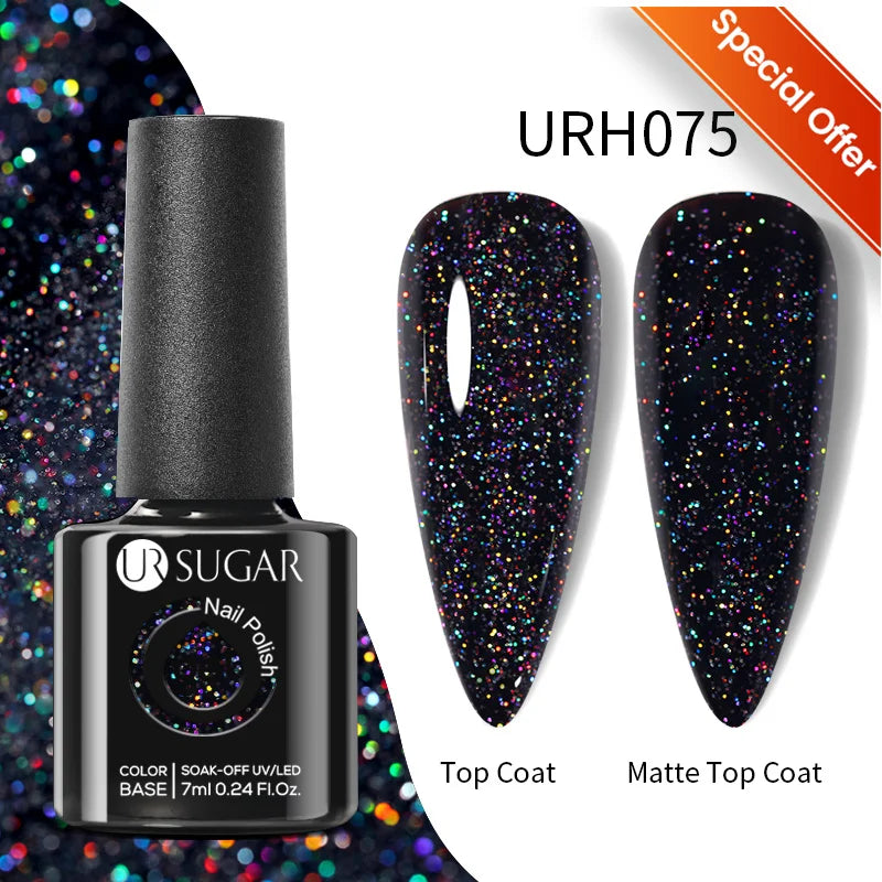 UR SUGAR Blue Color Rubber Base Gel Nail Polish Gold Glitter Base Gel Top Coat Soak Off UV LED Gel Nail Art Varnish Manicure