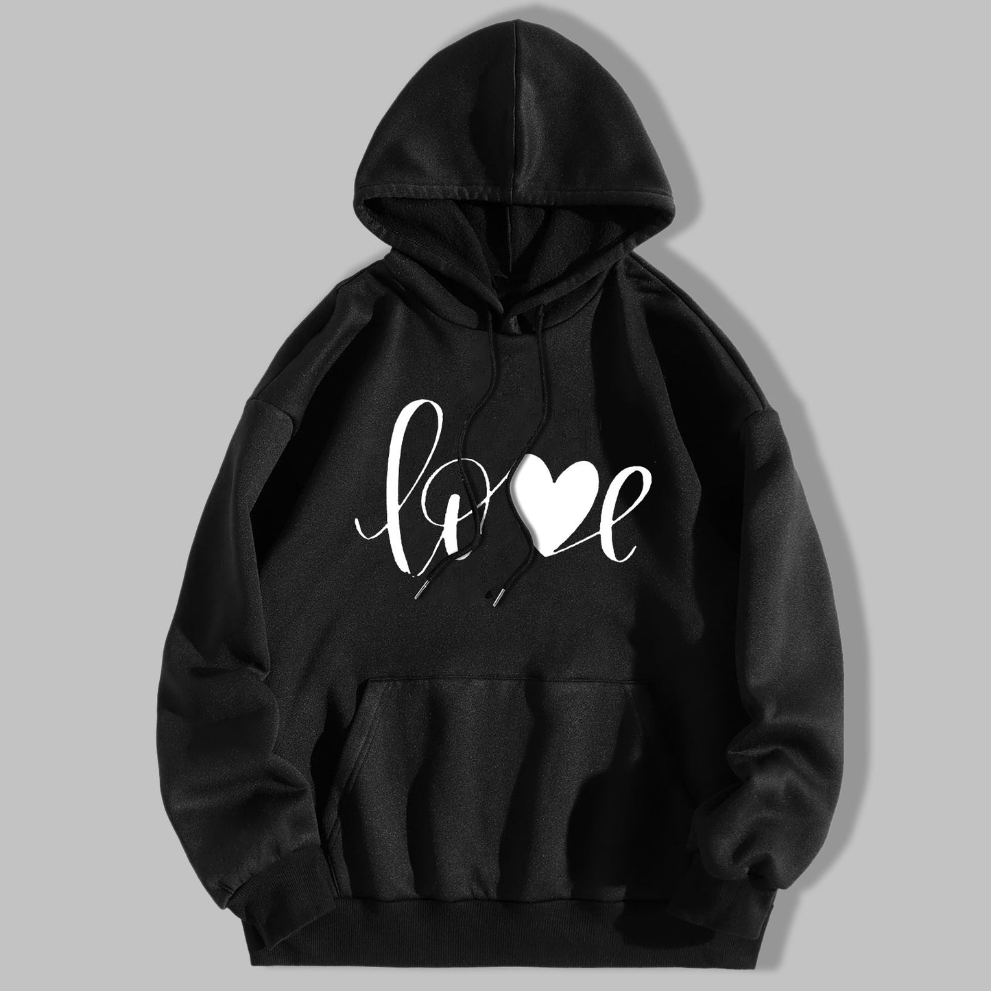 LOVE Unisex Print Long Sleeve Round Neck Hooded Sweatshirt - Premium sweatshirt from Lizard Vigilante - Just $38.88! Shop now at Lizard Vigilante