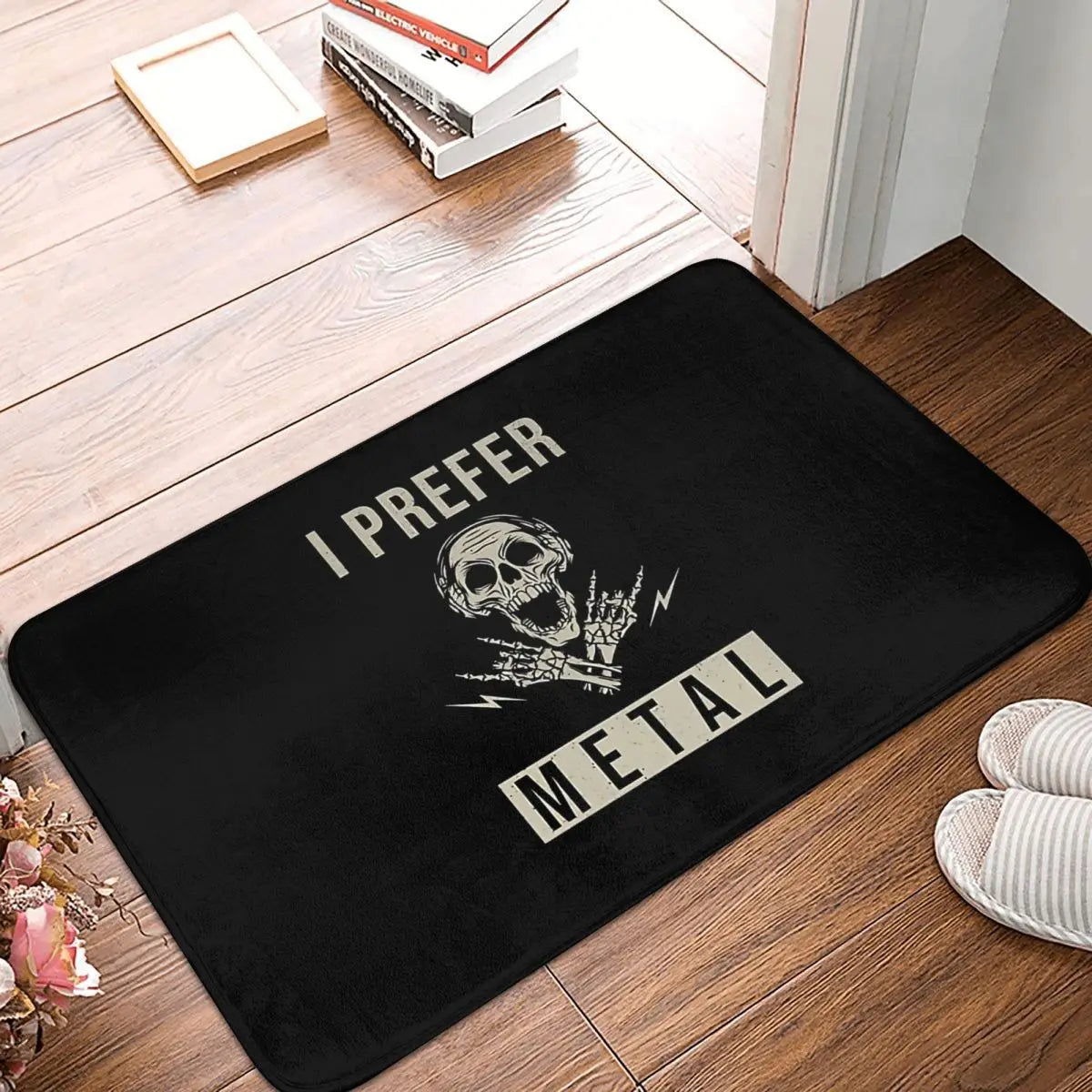 Black Heavy Metal Non-Slip Doormat – Waterproof, Anti-Bacterial, Fade Resistant Mat for Bath, Bedroom, Outdoor - Premium welcome mat from Lizard Vigilante - Just $19.99! Shop now at Lizard Vigilante