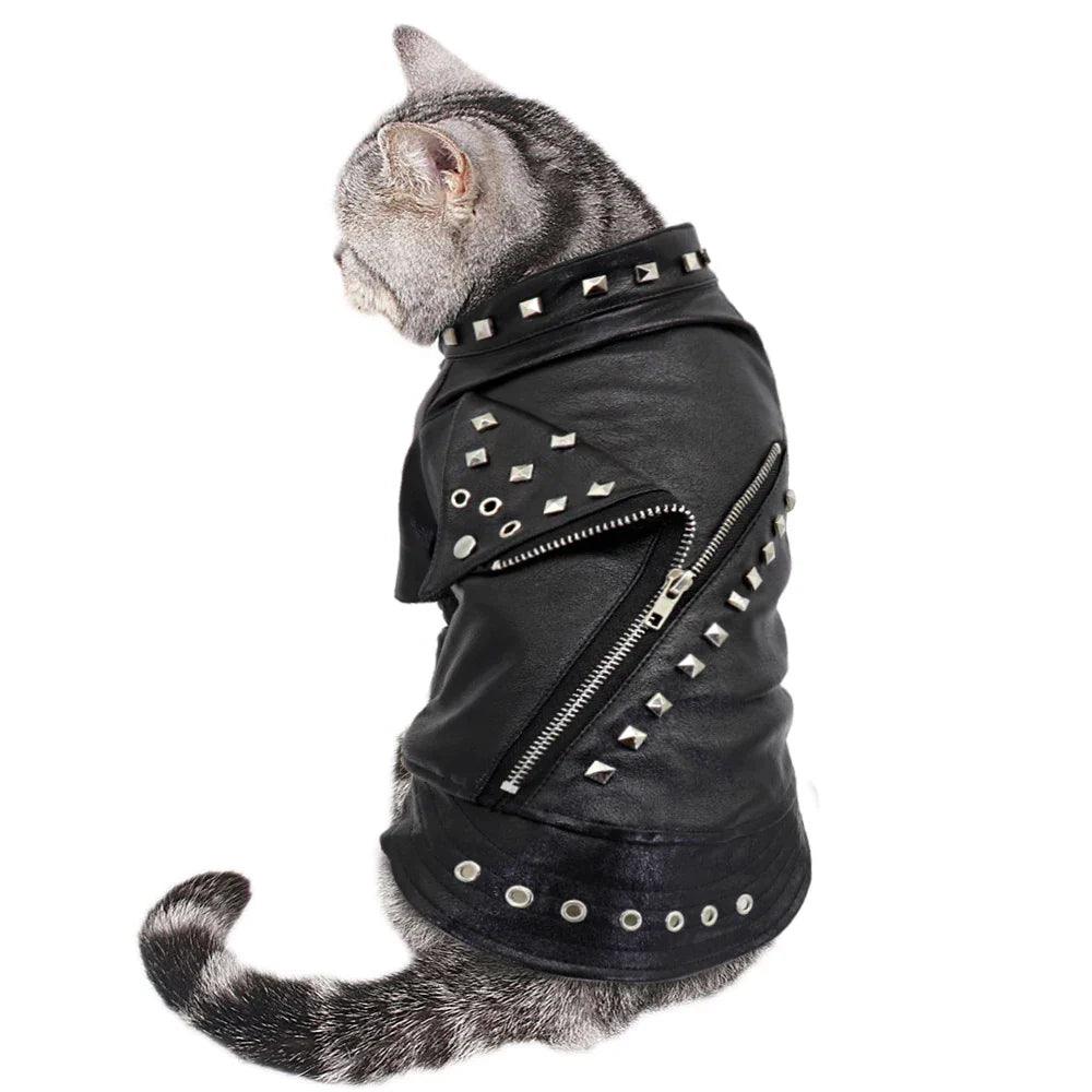 Cool Dog Leather Jacket Coat Warm Winter Pet Clothing Outfit French Bulldog Clothes Coats for Small Medium Dogs - Lizard Vigilante