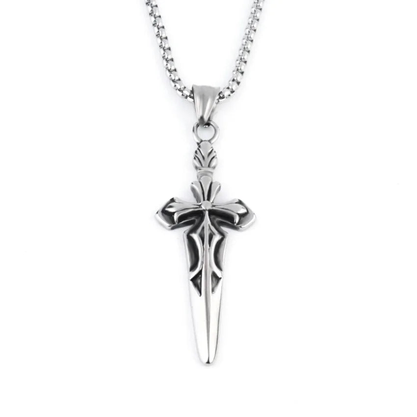 European and American Retro Cross Epee Necklace | Versatile Street Punk Hip-Hop Pendant for Men and Women - Premium necklace from Lizard Vigilante - Just $14.99! Shop now at Lizard Vigilante