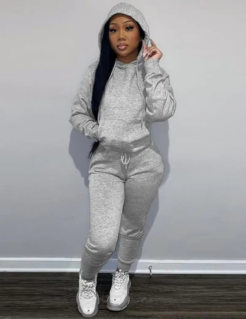 Women's Two-Piece Sweatsuit Set – Long Sleeve Hoodie Top and Jogger Pants Casual Tracksuit for Autumn & Winter - Premium sweatsuit from Lizard Vigilante - Just $58.88! Shop now at Lizard Vigilante