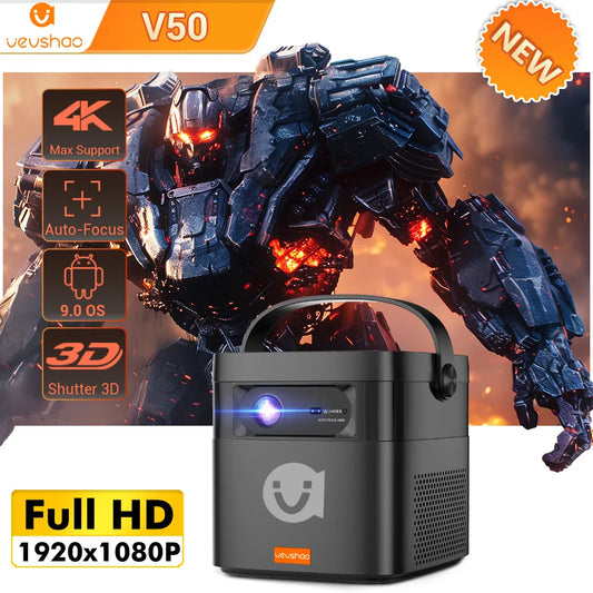 VEVSHAO V50 Portable Projector 4K 3D WiFi Full HD1080P Built-in 2 x 10W Speakers Home Theater Projectors With15000mAh Battery - Premium  from Lizard Vigilante - Just $588.99! Shop now at Lizard Vigilante