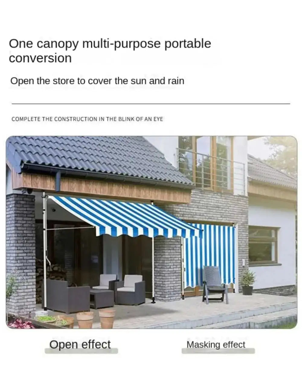 Awnings Rain and Snow Resistant UV Resistant Folding and Telescopic Canopy Tent Outdoor Garden Balcony Roof Courtyard Sunshade