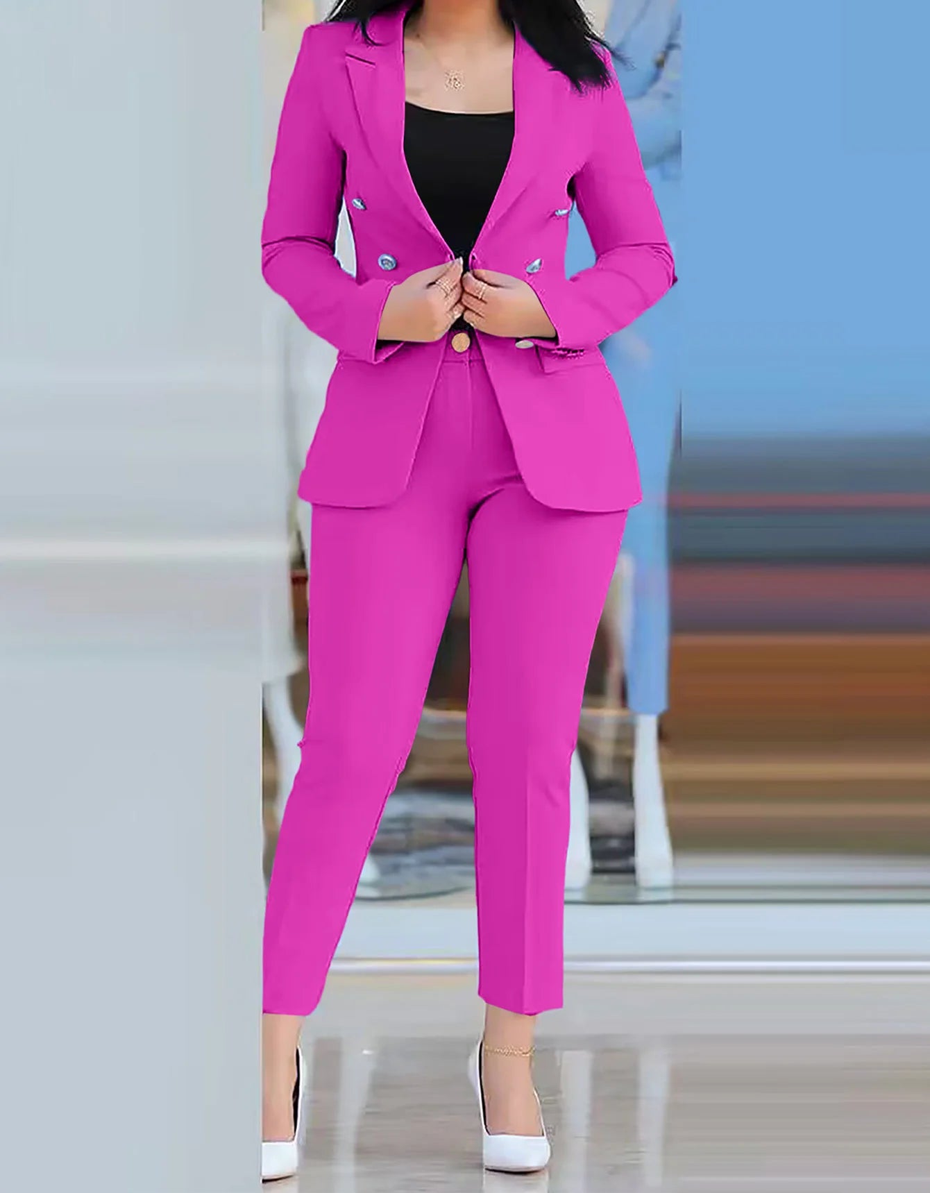 Stylish 2-Piece Women’s Blazer & High Waist Pants Set – Office Collection - Premium blazer set from Lizard Vigilante - Just $38.88! Shop now at Lizard Vigilante