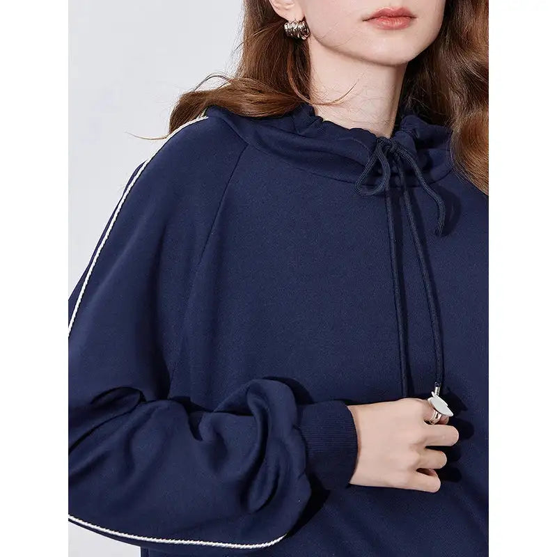TOYOUTH Women Hoodies Sweatshirt 2025 Spring New Hooded Drawstring Long Sleeve Pullover Sports Casual Tops