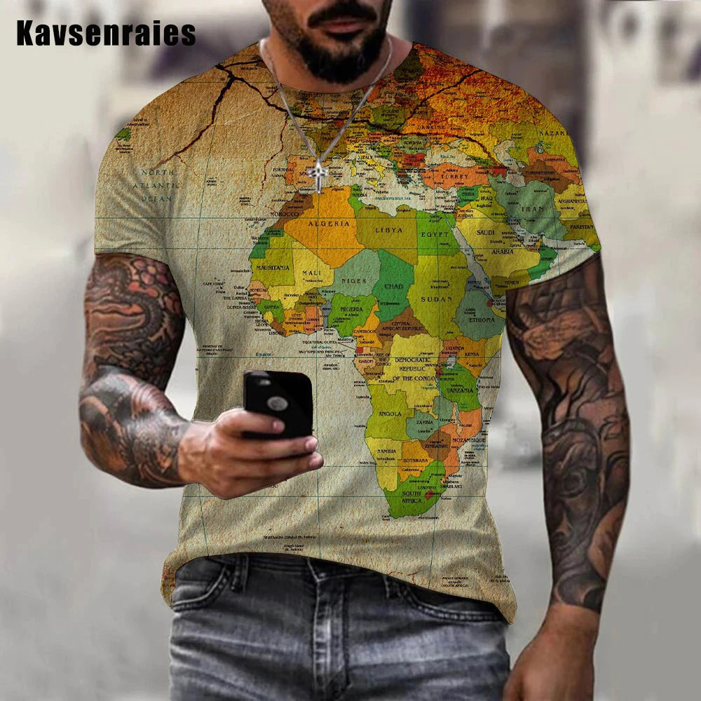 High Quality World Map Printed 3D T-shirt Men Women Summer Fashion Casual Short Sleeve High Street O-Neck Streetwear Tops - Premium T-Shirt from Lizard Vigilante - Just $22.99! Shop now at Lizard Vigilante