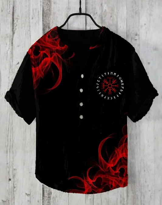 VILLAIN IN LINEN: Limited-Run Rock & Riot Print Shirt (V-Neck Heat Edition) - Premium tee from dsers - Just $48.88! Shop now at Lizard Vigilante