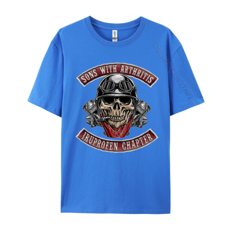 Sons With Arthritis Ibuprofen Chapter Funny Biker Skull T-Shirt – 100% Premium Cotton - Premium T-Shirt from Lizard Vigilante - Just $25.88! Shop now at Lizard Vigilante