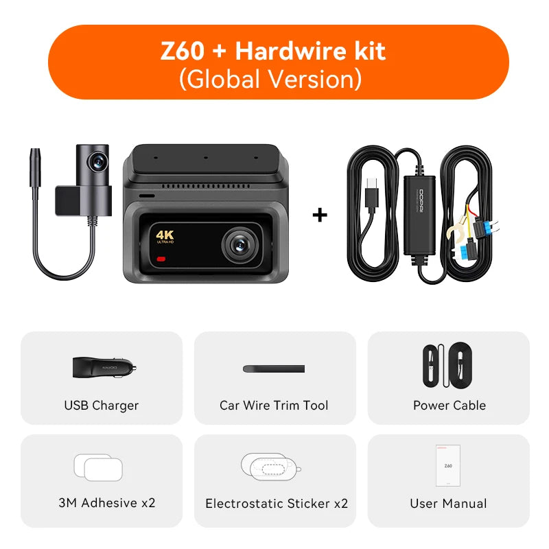 DDPAI Z60 Street Reaper 4K Dashcam — Triple Lens 4K+2K+1080P NightVIS 2.0 Car DVR With GPS, 5GHz WiFi, & 24H Parking Surveillance Fury
