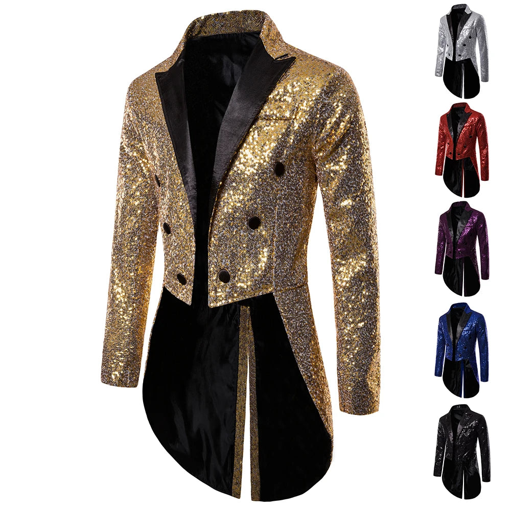 Men's Sequin Button Tuxedo Blazer – Stylish Coat for Weddings and Celebrations - Premium blazer from Lizard Vigilante - Just $53.88! Shop now at Lizard Vigilante