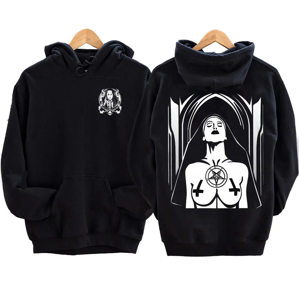 The Bad Nun Hoodie – Satanic Hip-Hop Fleece Sweater for Harajuku Streetwear Fans - Premium hoodie from Lizard Vigilante - Just $39.99! Shop now at Lizard Vigilante