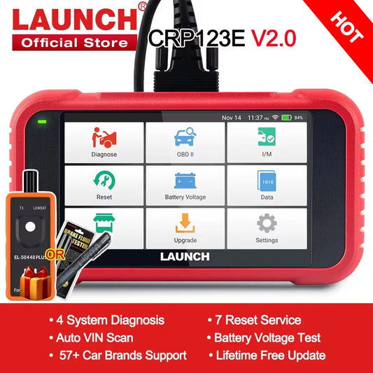 New 2024 LAUNCH X431 CRP123E V2.0 Car OBD2 Diagnostic Tools Auto OBD Scanner ABS SRS Engine AT+ 7 Reset Service Free Update - Premium  from Lizard Vigilante - Just $285.99! Shop now at Lizard Vigilante