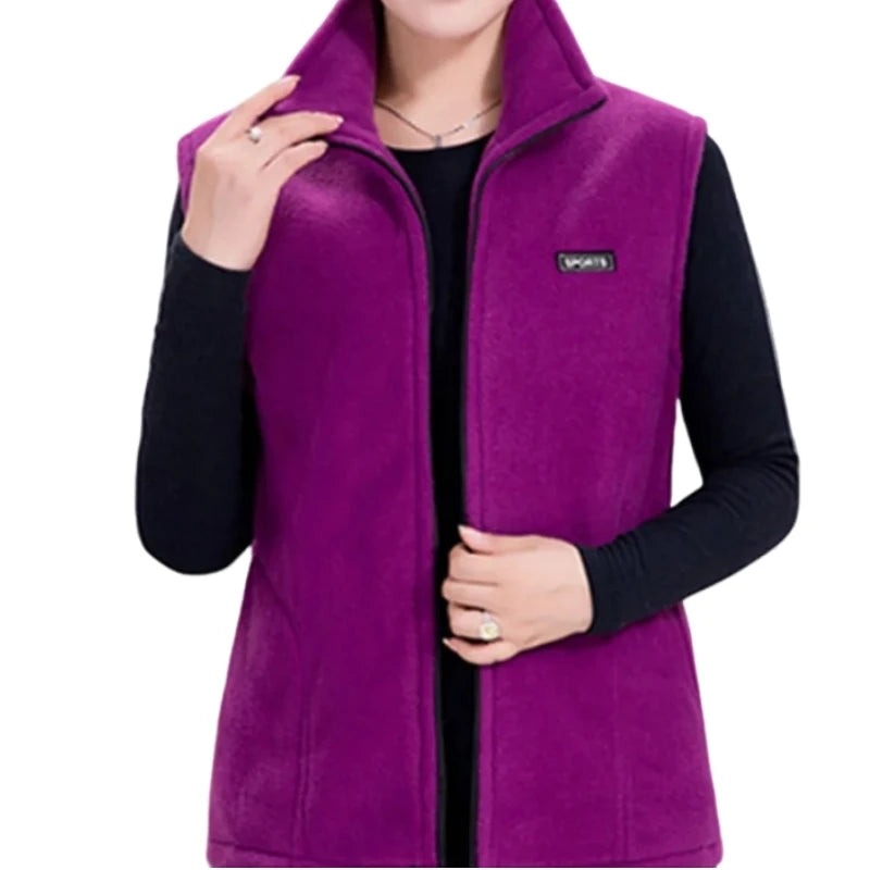 Plus Size Polar Fleece Vest for Women | Autumn/Winter Casual Sleeveless Jacket with Zipper Closure – Multiple Colors - Premium vest from Lizard Vigilante - Just $28.88! Shop now at Lizard Vigilante