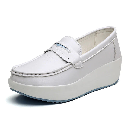Sports shoes Casual women's shoes Thick soled leather loafers non-slip large size 35-41 light walking nurse shoes for women