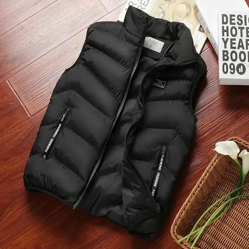 2024 New Puffer Sleeveless Coats Mens Solid Color Down Jacket Winter Warm Vest Jacket Men Waistcoat Outwear Windbreaker Clothing