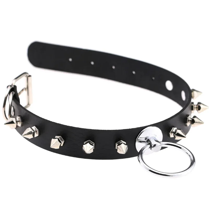 Harajuku Punk Rock Goth Choker - PU Leather Rivet Heart Cross Spike Necklace for Women, Hip Hop Bondage Jewelry - Premium choker from Lizard Vigilante - Just $23.88! Shop now at Lizard Vigilante