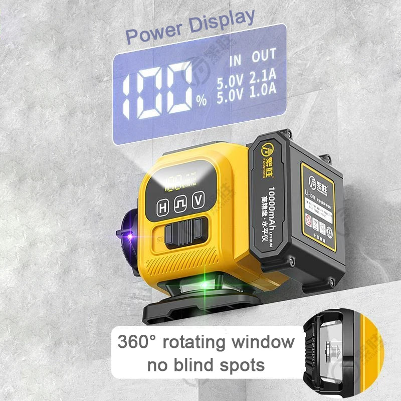 XMSJ FS-9981 360° 3D/4D Multi-Line Laser Level – 12/16 Line Self-Leveling Precision Tool with Remote, Power Display, and 8000mAh Pro Battery - Premium laser level from dsers - Just $230.99! Shop now at Lizard Vigilante