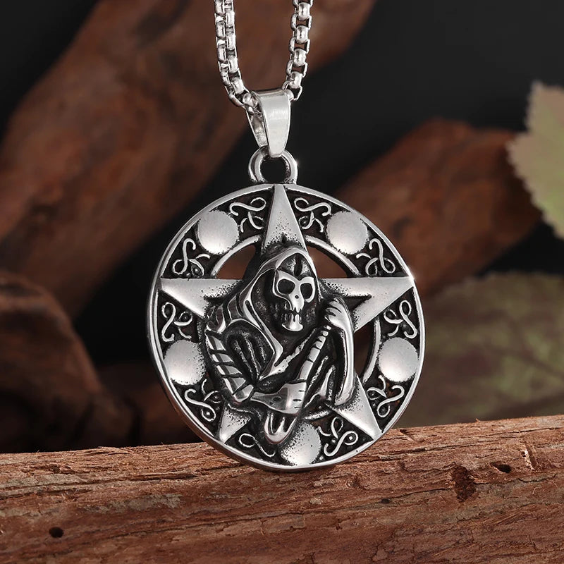 Cool Heavy Bicycle Chain Skull Motorcycles Engine Metal Pendant – Men's Biker Cross Necklace - Premium pendant from Lizard Vigilante - Just $3.99! Shop now at Lizard Vigilante