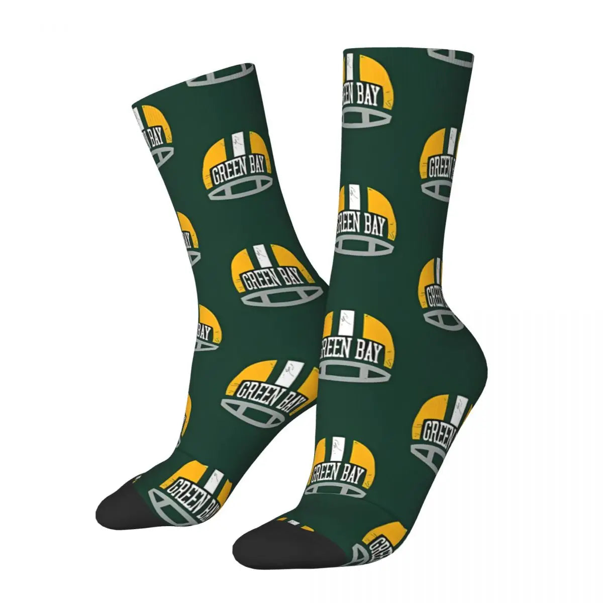 Green Bay Helmet Vintage Crew Socks for Men – Casual Gift - Premium socks from Lizard Vigilante - Just $22.88! Shop now at Lizard Vigilante