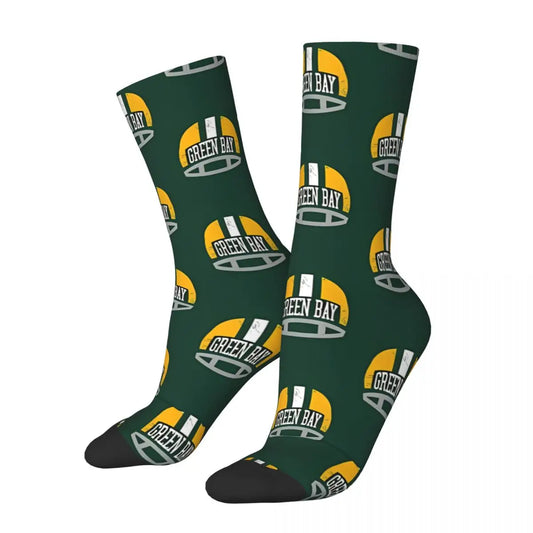 Green Bay Helmet Vintage Crew Socks for Men – Casual Gift - Premium socks from Lizard Vigilante - Just $22.88! Shop now at Lizard Vigilante