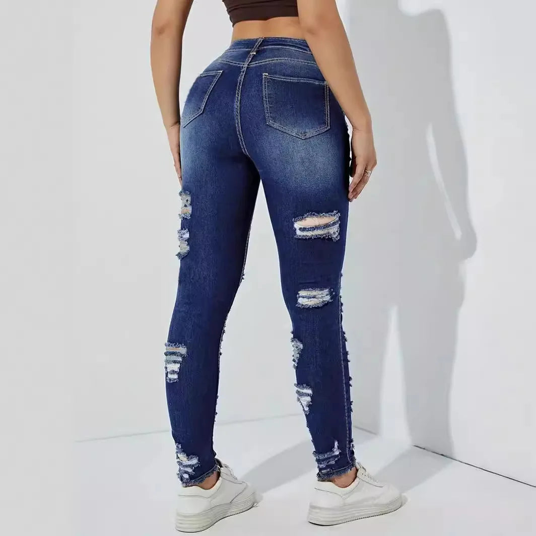 Kalenmos Y2K Time-Traveler Jeans: High-Waist Spliced Mom Jeans for Women – Elegant Pencil Pants That Make Basic Denim Cry in the Fitting Room - Premium  from Lizard Vigilante - Just $33.88! Shop now at Lizard Vigilante