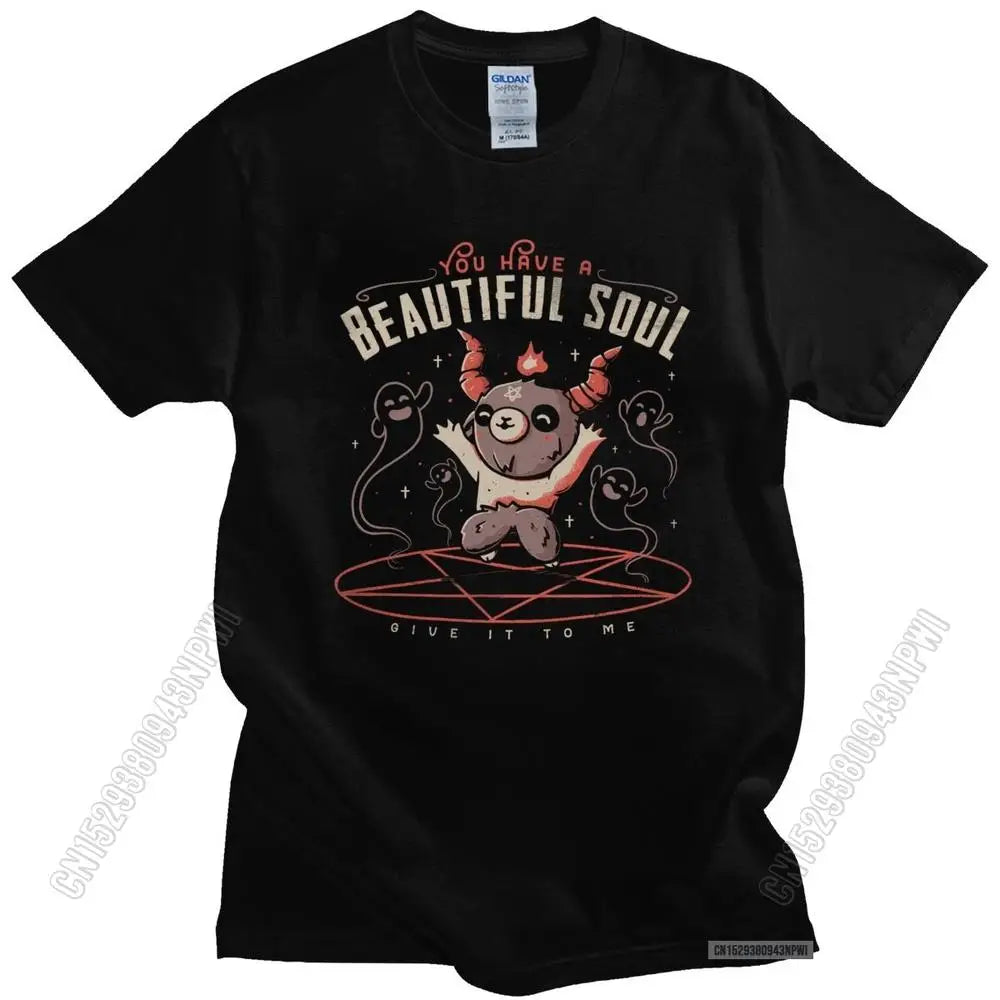 Baphomet's Beautiful Soul Men's Cotton T-Shirt – Subversive Gothic Occult Goat Tee for Casual Summer Style - Premium tee from Lizard Vigilante - Just $24.88! Shop now at Lizard Vigilante