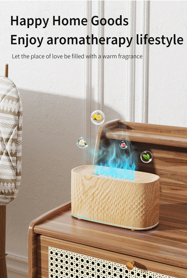 Colorful Simulation Flame Aroma Diffuser Home Hotel Desktop USB Air Humidifier