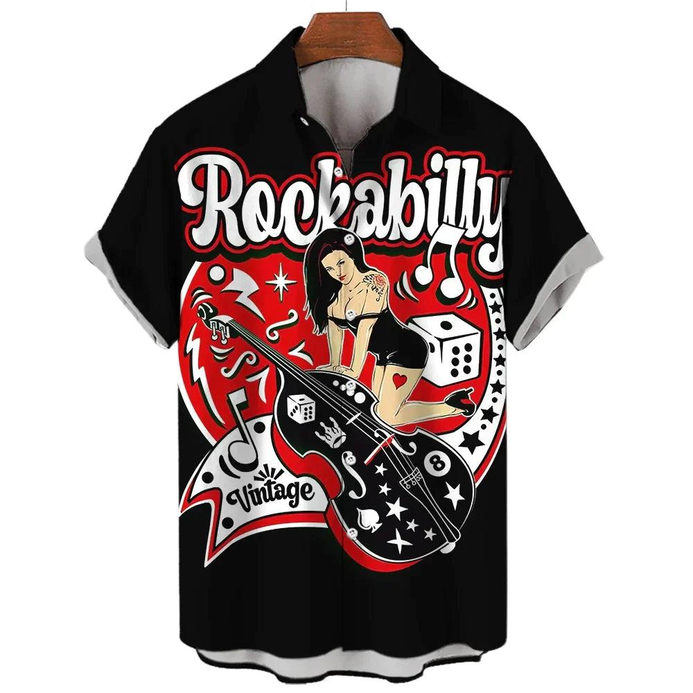 Rock & Roll Guitar Beauty Printed Shirt 3D Digital Printing Men's Casual S-6XL - Lizard Vigilante