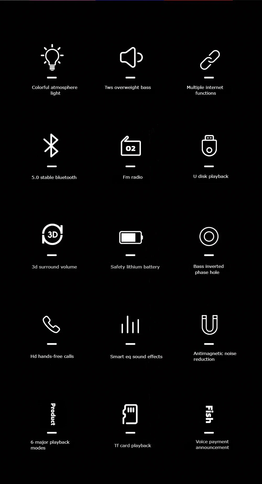 Outdoor portable wireless Bluetooth speaker, subwoofer, car and home with colorful lights, atmospheric small mini speaker