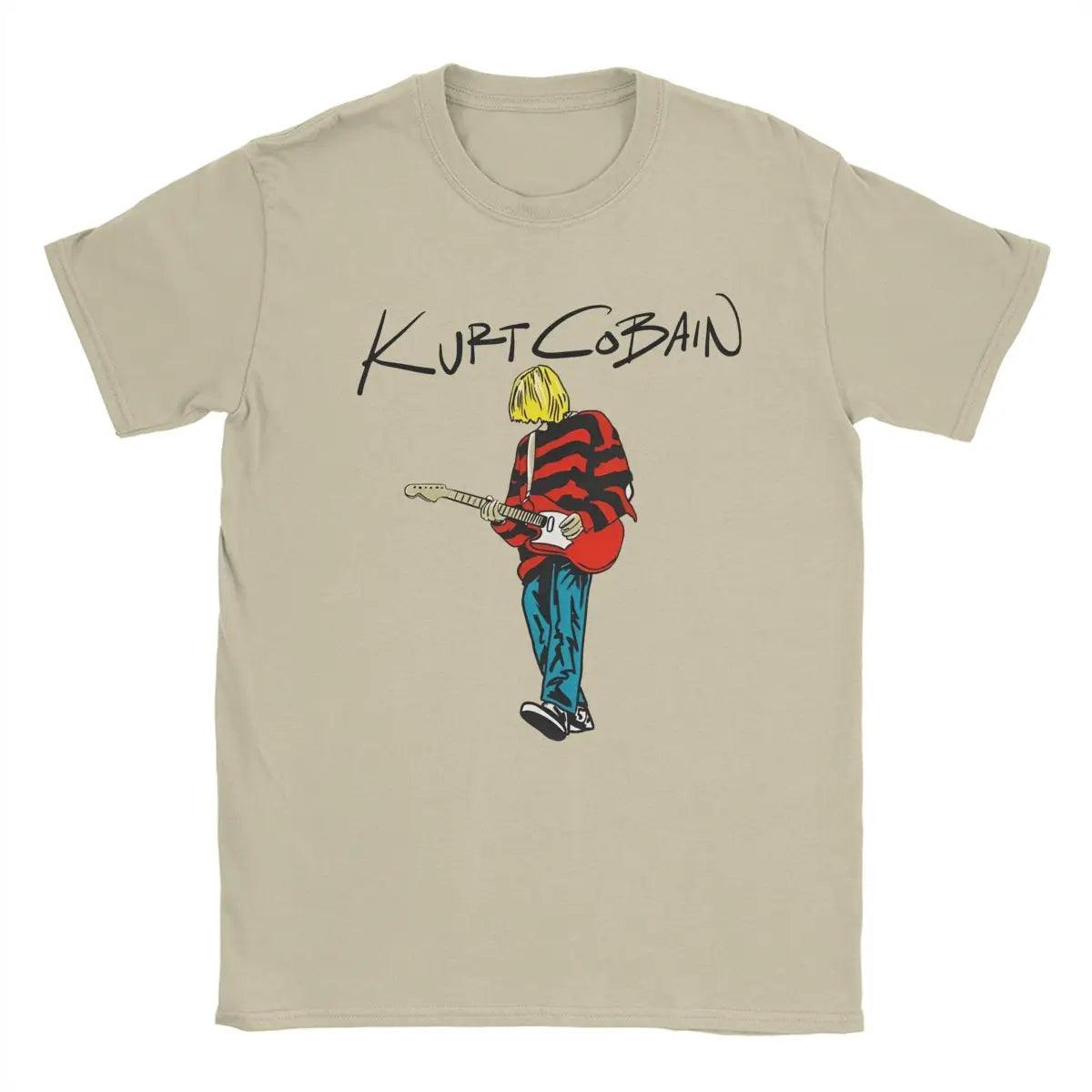 Men's Kurt Cobain Guitar T Shirts Rock-Nirvana 100% Cotton Tops Awesome Short Sleeve Round Collar Tees Original T-Shirt - Premium tee from Lizard Vigilante - Just $23.99! Shop now at Lizard Vigilante