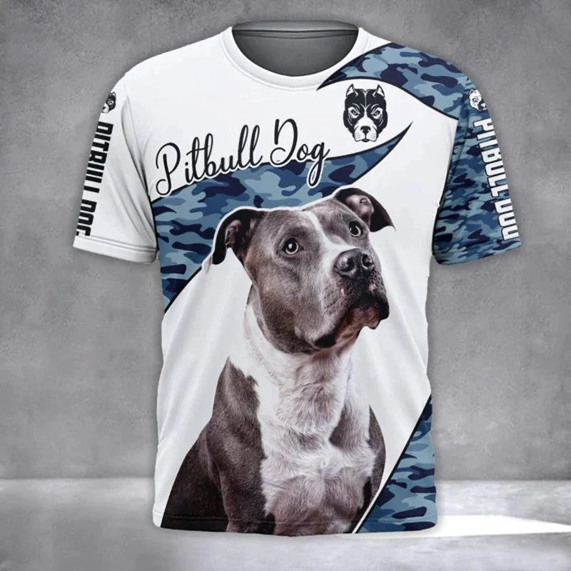 Men's T Shirts Pet Dog Pitbull Graphic 3D Print Summer Unisex Adults' Tops Fashion Tee Casual Oversized Man's Clothing - Lizard Vigilante