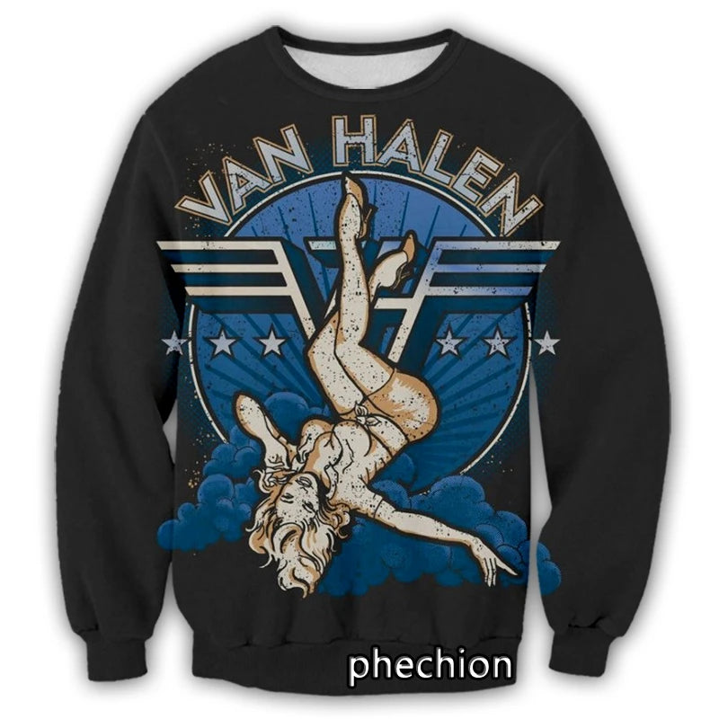 3D Printed Van Halen Unisex Sweatshirt Band Casual Fashion Streetwear Men Loose Sporting Sweatshirt - Premium sweatshirt from Lizard Vigilante - Just $43.88! Shop now at Lizard Vigilante