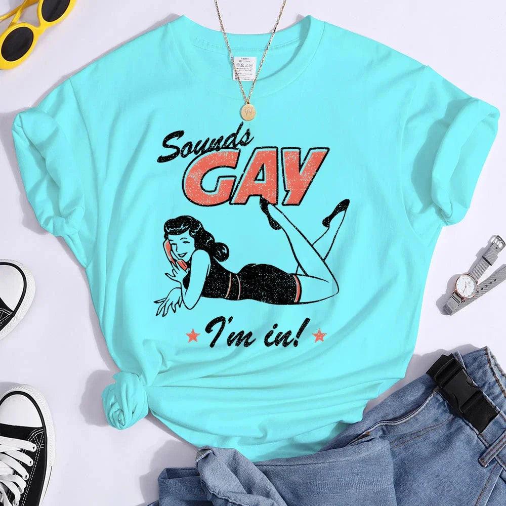 Sounds Gay Funny Tees Pride Month Shirts Fashion Casual Tops Female T Shirt - Lizard Vigilante