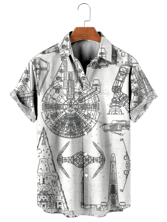 Vintage 3D Map Printed Short Sleeve Shirt for Men – Casual Oversized Fashion Tops - Premium shirts from Lizard Vigilante - Just $33.88! Shop now at Lizard Vigilante