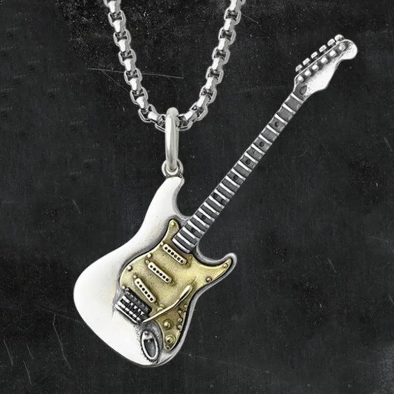 Retro Hip Hop Rock Punk Wind Electric Guitar Pendant Necklace for women and men Rings Festival Gifts Couples Jewelry Accessories - Lizard Vigilante