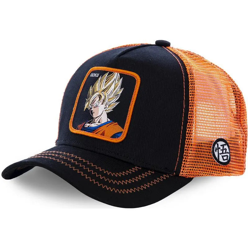 New Dragon Ball Trucker Hat Son Goku Cap Summer Travel Peaked Cap Men's Embroidery Hip-Hop Cap Style Sun Visor Adjustable Mesh - Premium cap from Lizard Vigilante - Just $4.99! Shop now at Lizard Vigilante