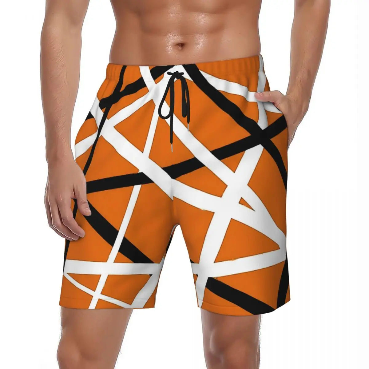 Van Halen Summer Stripes Gym & Swim Shorts – Fast-Dry Digital Print Board Shorts for Men’s Beach Adventures - Premium shorts from Lizard Vigilante - Just $38.88! Shop now at Lizard Vigilante