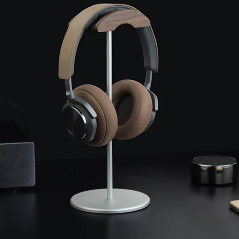 KOQZM Black Walnut Wood & Aluminum Alloy Headphone Stand – Gaming Headset Holder with Solid Metal Base for Desk Display - Premium headphone stand from Lizard Vigilante - Just $22.99! Shop now at Lizard Vigilante