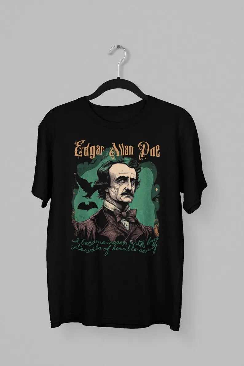 Edgar Allan Poe Horror T-Shirt – Casual Unisex Cotton Tee for Everyday Wear - Premium T-Shirt from Lizard Vigilante - Just $27.99! Shop now at Lizard Vigilante