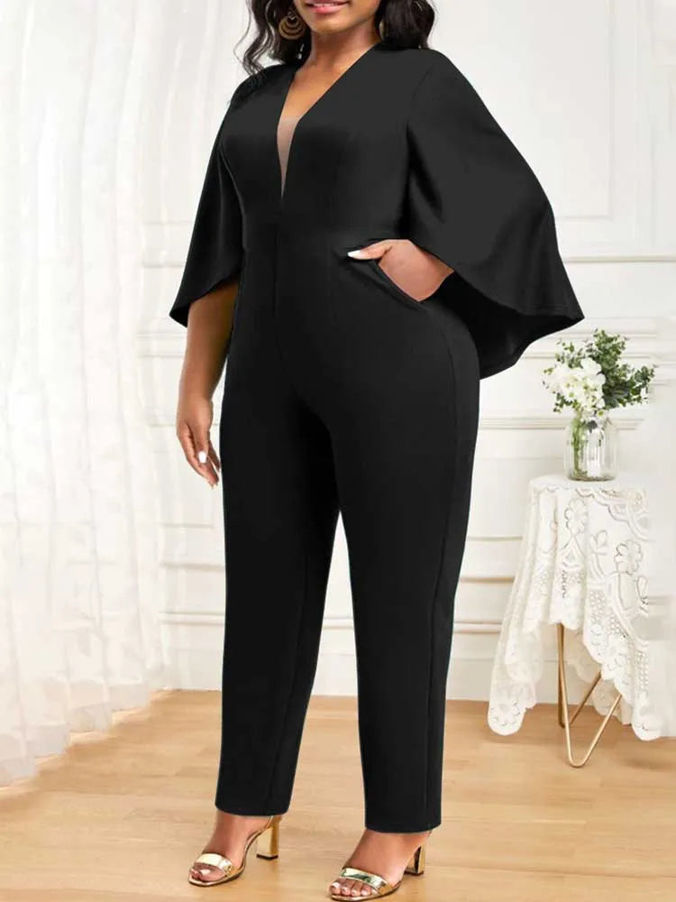 Elegant Batwing Sleeve Jumpsuit - Sophisticated Style - Premium jumpsuit from Lizard Vigilante - Just $46.66! Shop now at Lizard Vigilante