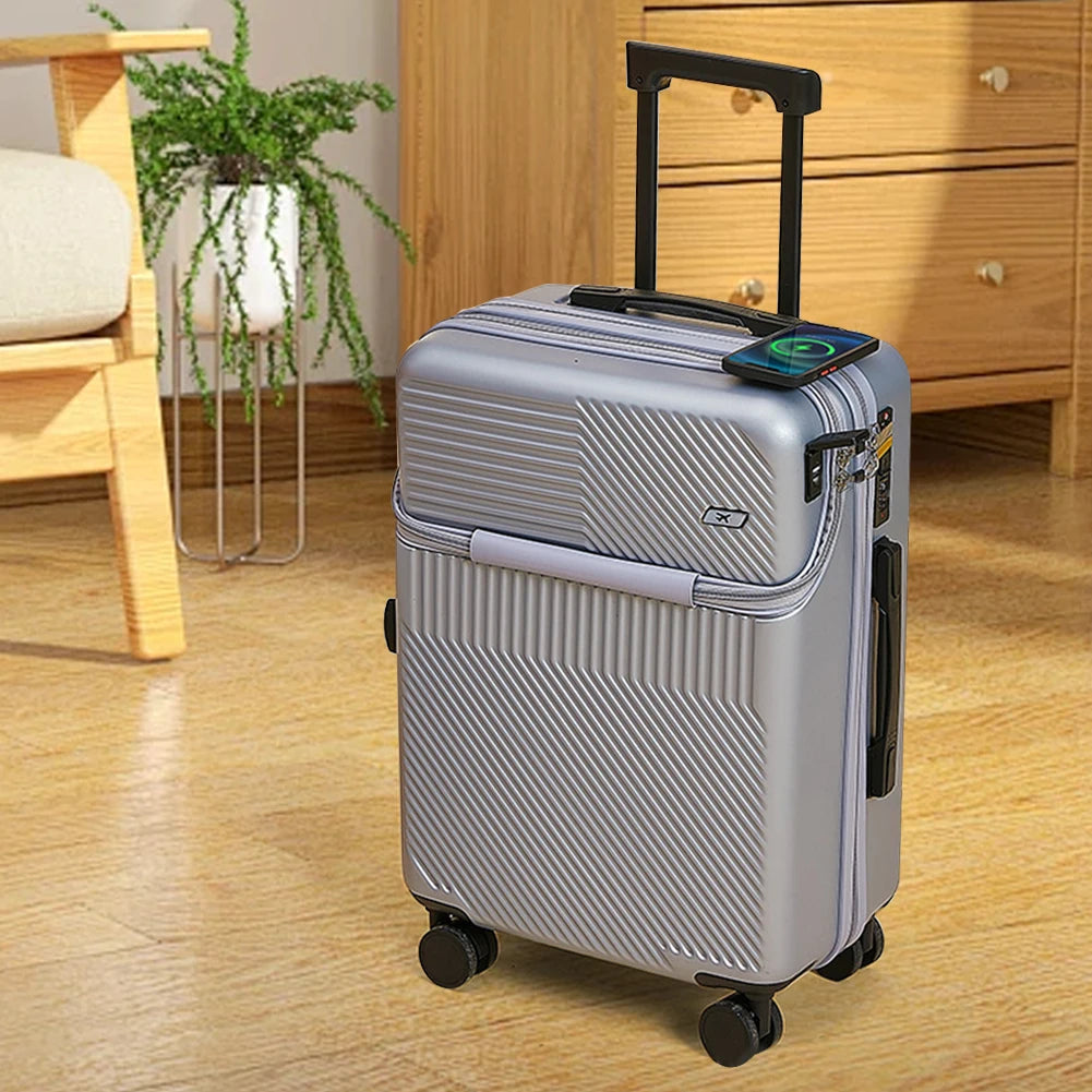 20" Expandable Carry-On Suitcase with USB Charging – Scratch-Resistant, Spinner Wheels, and Front Access for Ultimate Travel Convenience - Premium luggage from Lizard Vigilante - Just $95.99! Shop now at Lizard Vigilante