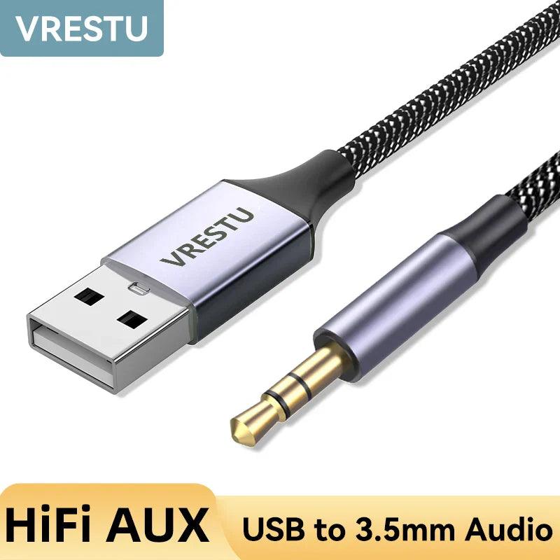 USB to 3.5mm Male Audio Cable USB A to 3 5 Jack AUX Adapter Wire Headphone Speaker Desktop PC TV Car Stereo Auxiliary Audio Line - Lizard Vigilante